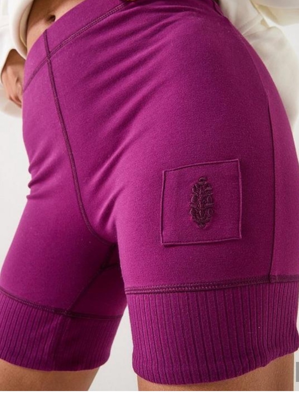 Free People Plum Ribbed Hem Bike Shorts